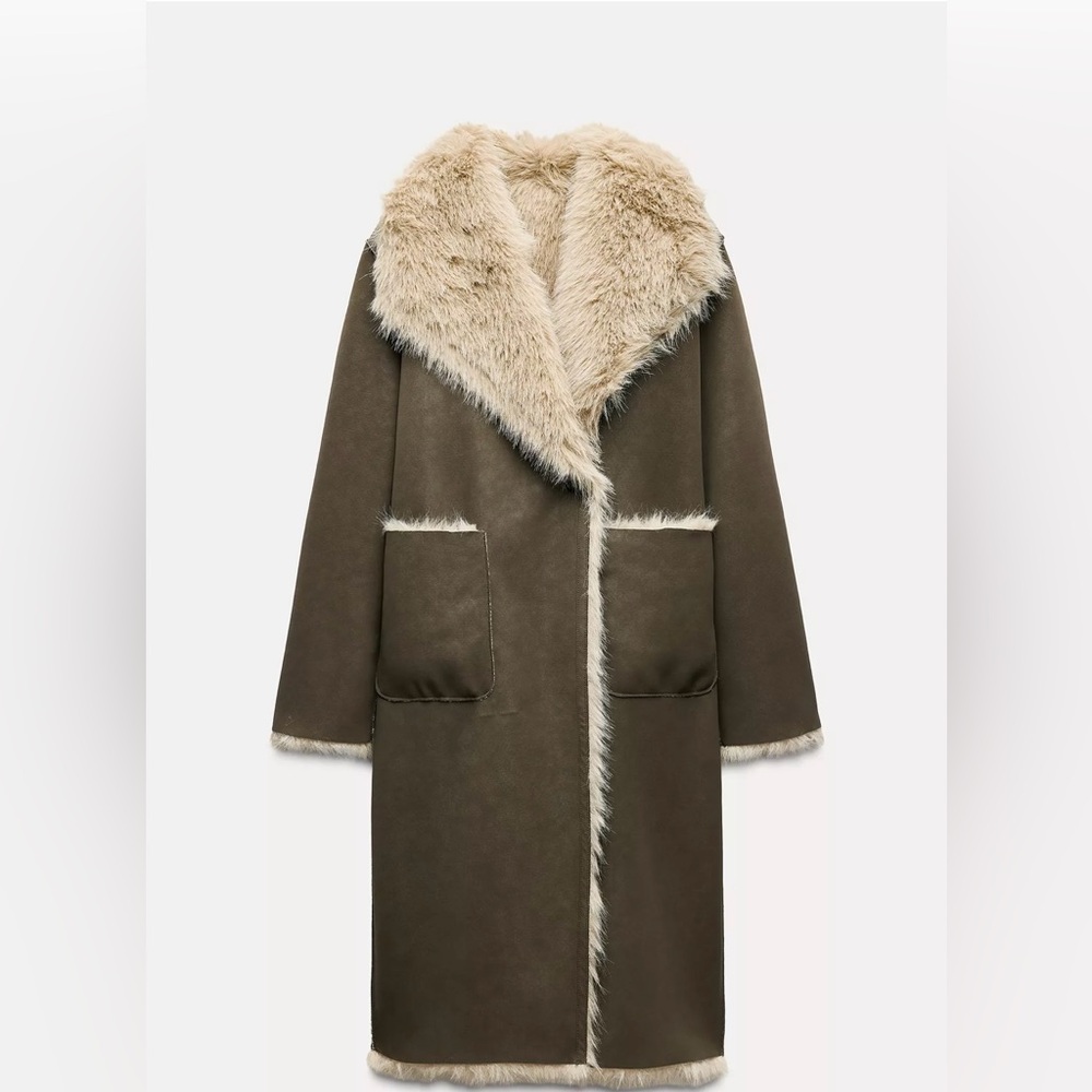 Zara Brown Shearling Coat